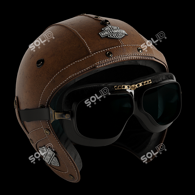 Leather Moto Helmet: Stylish and Protective 3D model image 4