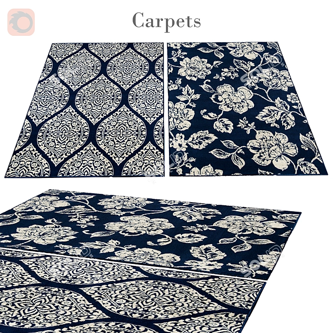 Vintage Floral Rug 126 3D model image 1