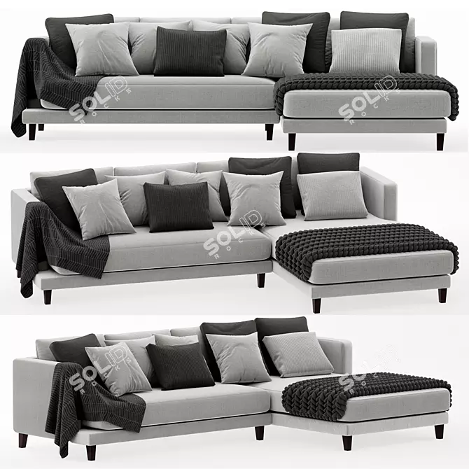 Delavega Corner Sofa: Modern & Stylish Design 3D model image 1