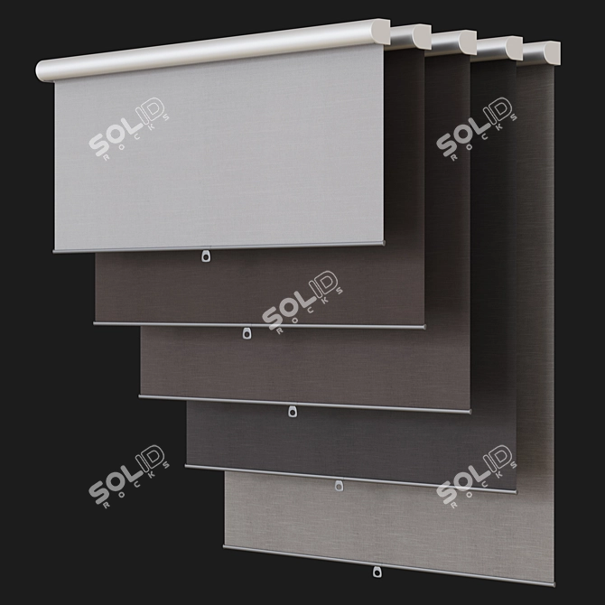 Customizable Roller Blinds Set 3D model image 2