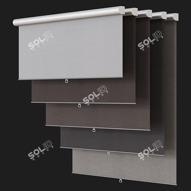 Customizable Roller Blinds Set 3D model image 4