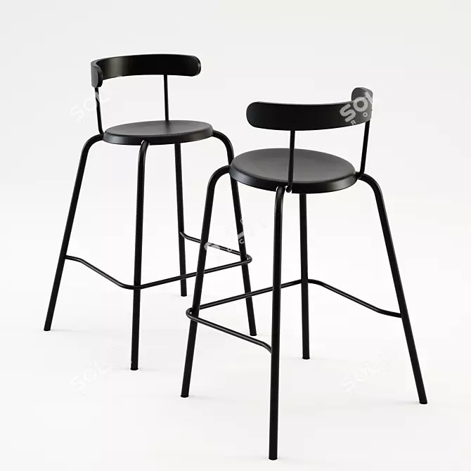 Ergonomic YNGVAR Bar Stool 3D model image 1