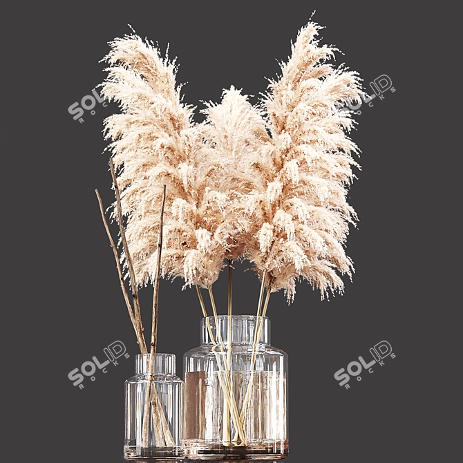 Elegant Dry Flower Bouquet 3D model image 3