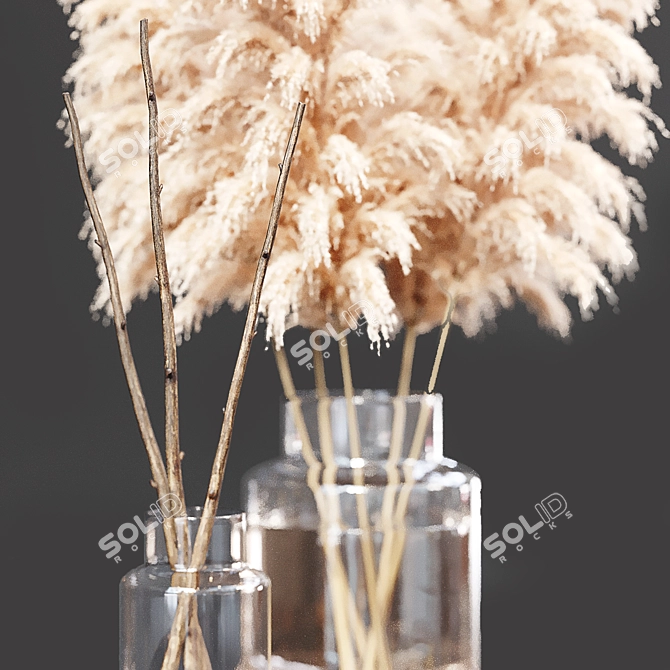 Elegant Dry Flower Bouquet 3D model image 5