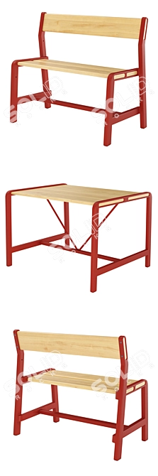 Ypperlig Kids Bench & Table Set 3D model image 3