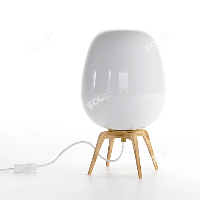Opal and Wood Table Lamp "Boldo 3D model image 1