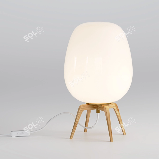 Opal and Wood Table Lamp "Boldo 3D model image 2