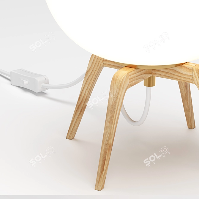 Opal and Wood Table Lamp "Boldo 3D model image 3
