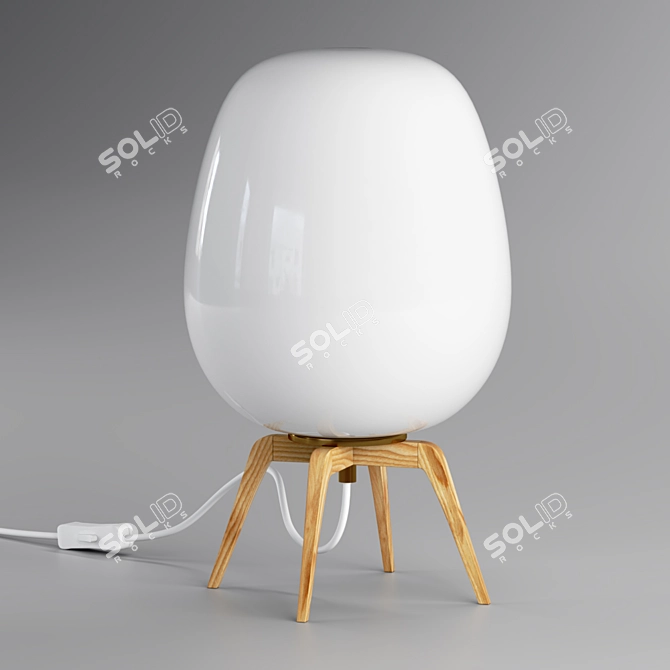 Opal and Wood Table Lamp "Boldo 3D model image 5