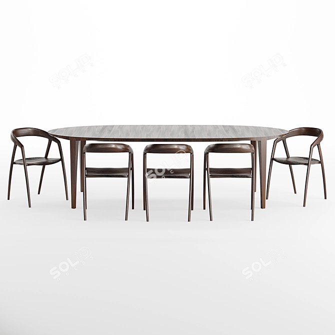 Elegant Johansen Oval Table 3D model image 1