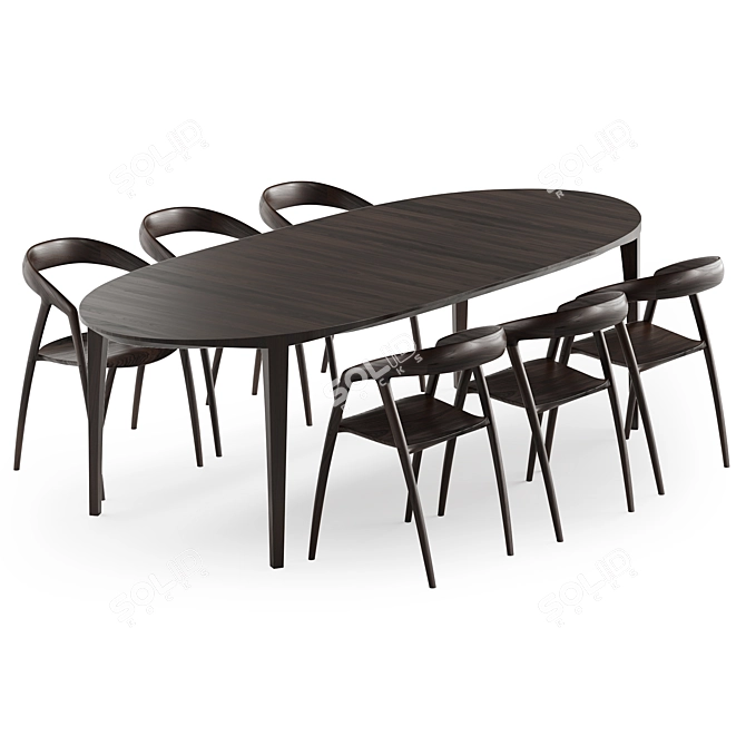Elegant Johansen Oval Table 3D model image 6