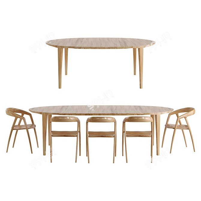 Elegant Johansen Oval Table 3D model image 8