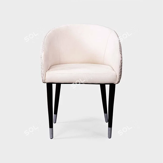 Gabrielle Wood Semi-Chair: Elegant Design, Custom Upholstery 3D model image 2