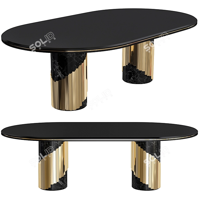 Elegant Littus Oval Dining Table 3D model image 1