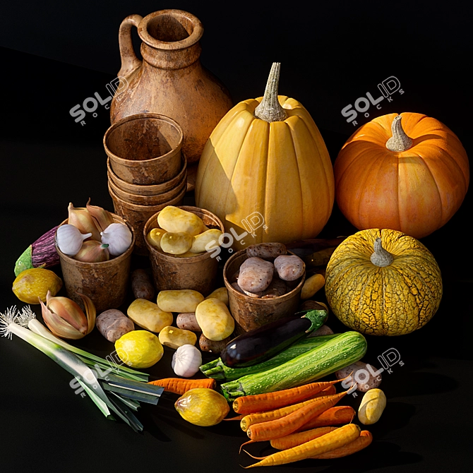 Fresh Harvest Vegetable Set 3D model image 1