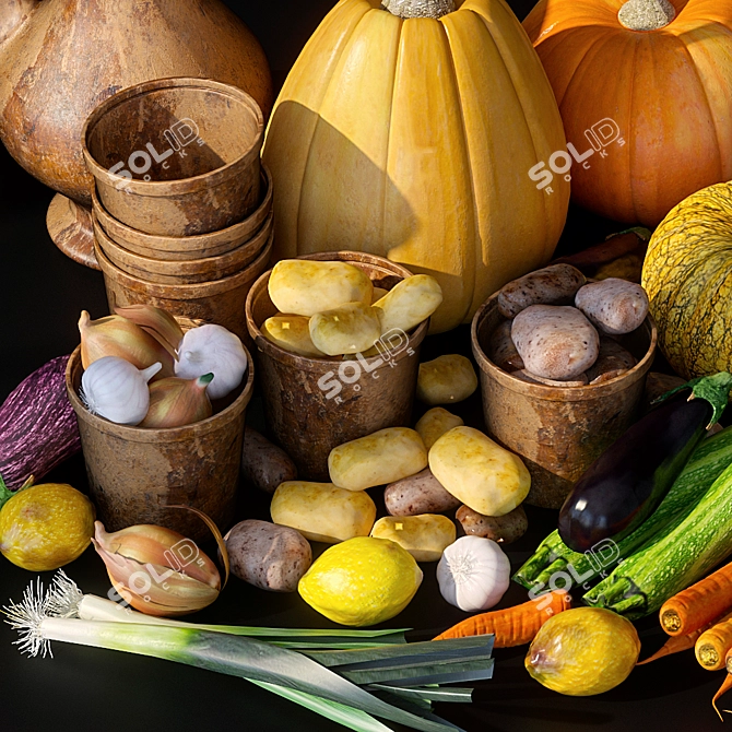 Fresh Harvest Vegetable Set 3D model image 3