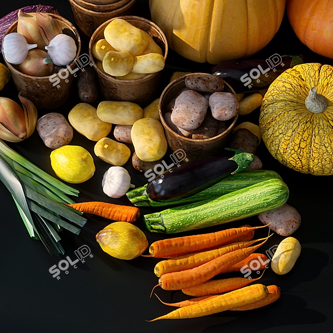 Fresh Harvest Vegetable Set 3D model image 4