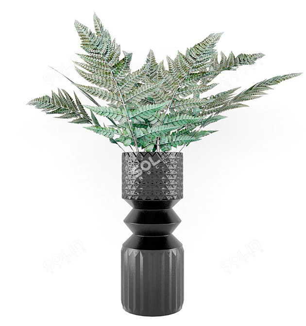 Elegant Fern Vase Bouquet 3D model image 1