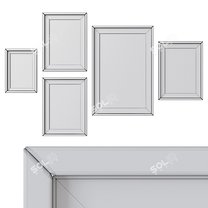 Versatile Photo Frames Set: 4 Colors, Glass Included 3D model image 3