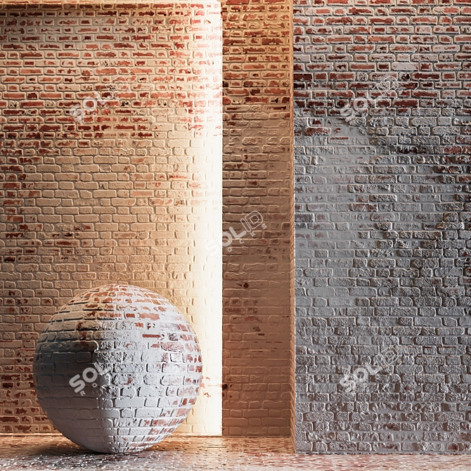 Seamless Grunge Brick Wall 3D model image 1