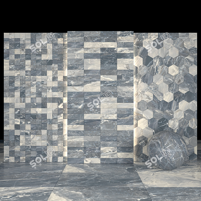 Elegant Alpin Black Marble Collection 3D model image 3