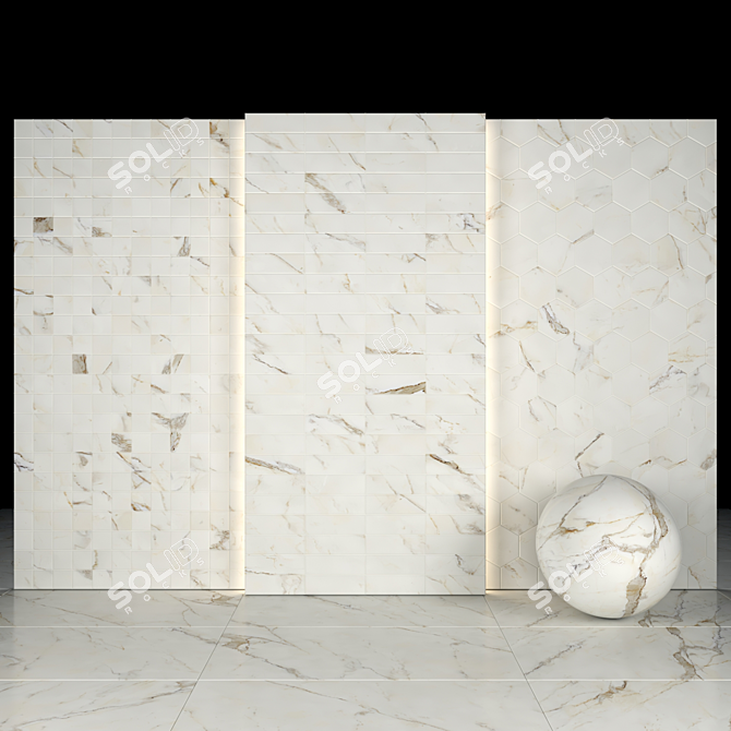 Luxury Calacatta Oro Marble Slabs 3D model image 3