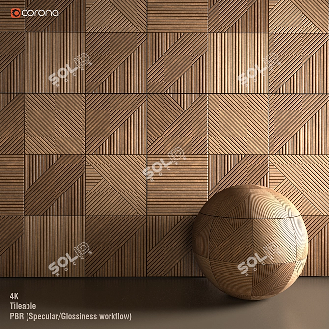 Rustic Wood Wall Panel 3D model image 1