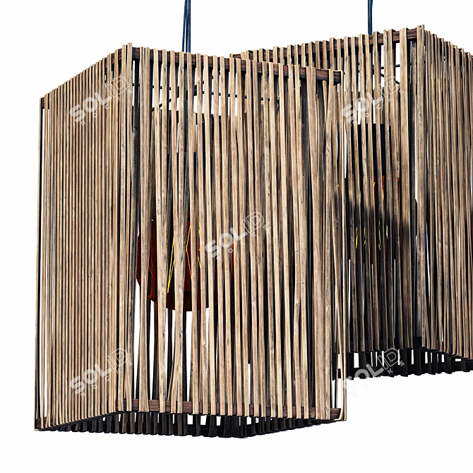 Rattan Wicker Box Lamp 3D model image 2