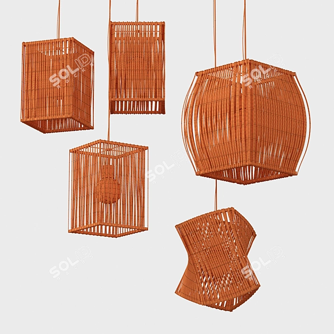 Rattan Wicker Box Lamp 3D model image 5