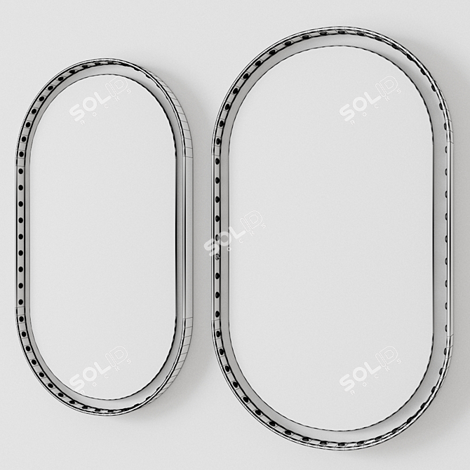 Sleek Oval Vanity Mirror: LED Backlight 3D model image 2