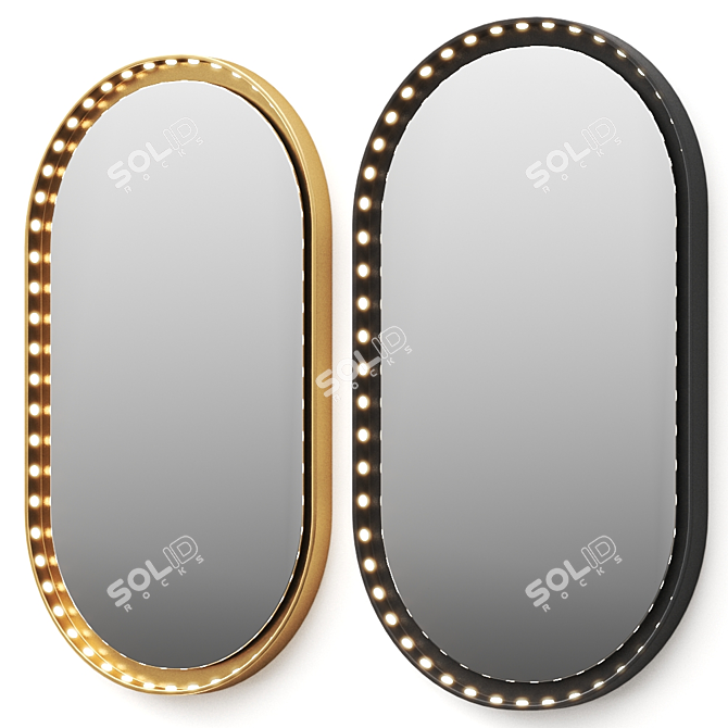 Sleek Oval Vanity Mirror: LED Backlight 3D model image 3