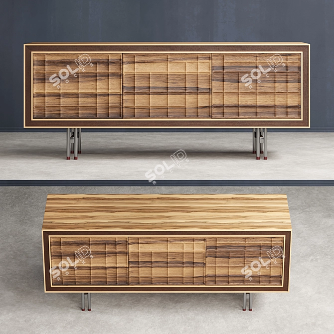 Rustic Wood Sideboard 3D model image 8