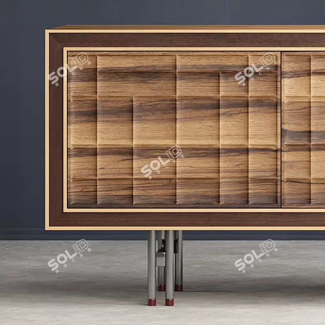 Rustic Wood Sideboard 3D model image 1