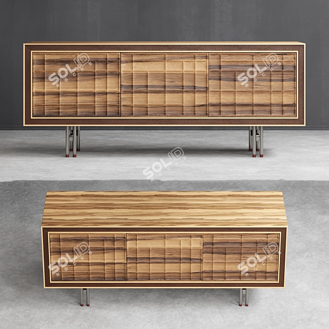 Rustic Wood Sideboard 3D model image 2