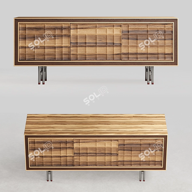 Rustic Wood Sideboard 3D model image 5