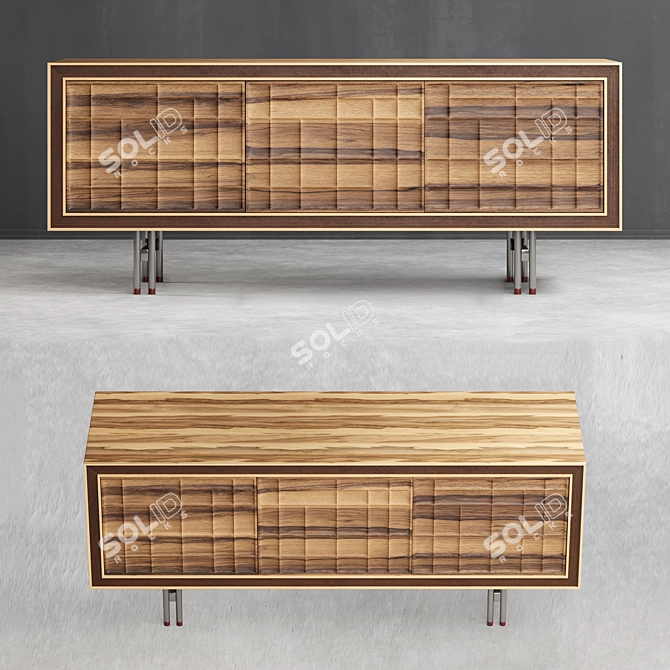 Rustic Wood Sideboard 3D model image 6