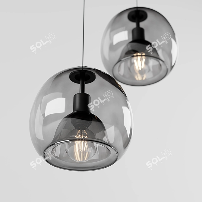 Dual-Globe Smoky Glass Pendant 3D model image 2