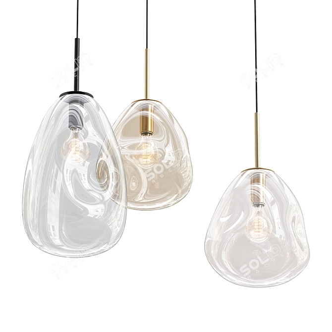 Elegant Glass Pendant Light 3D model image 1