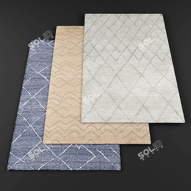 High-Res Modern Rugs Set 3D model image 1