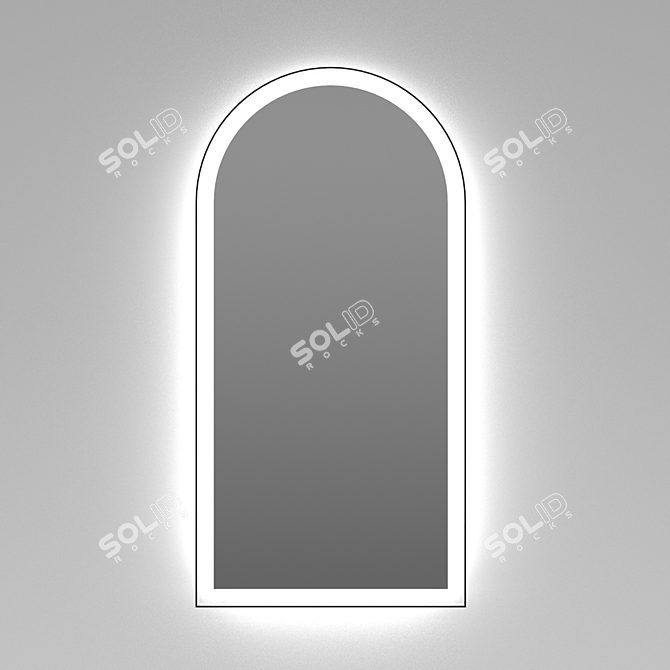 Illuminated Arched Mirror: Sleek Iron Design 3D model image 1