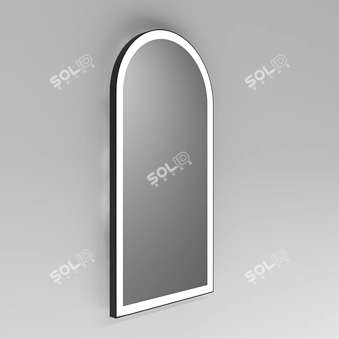 Illuminated Arched Mirror: Sleek Iron Design 3D model image 2
