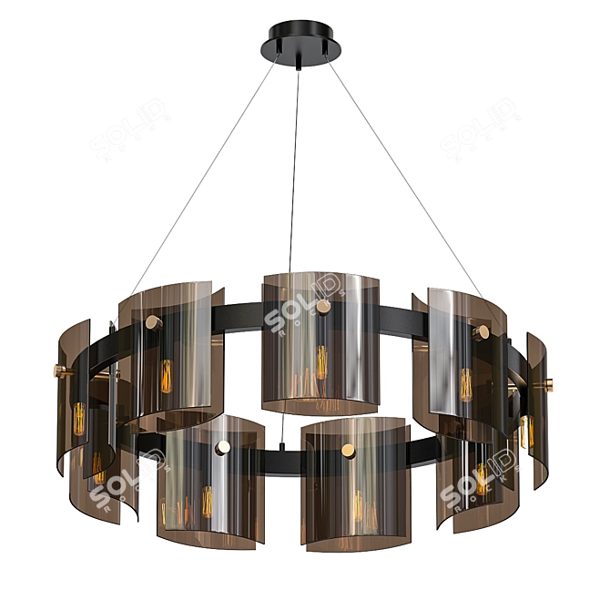 Contemporary Ring Chandelier with Double Glass Shades 3D model image 1