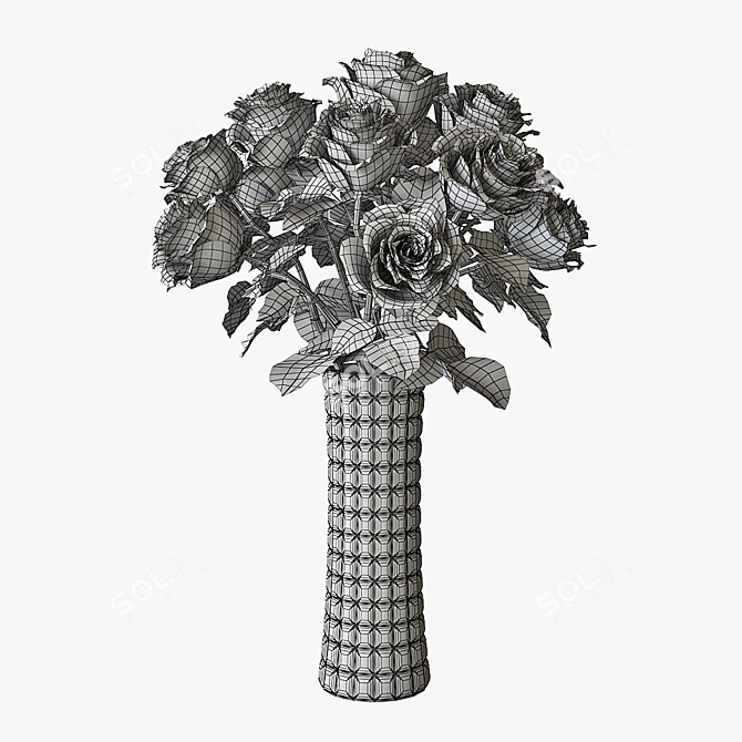 Elegant Vase with Roses 3D model image 4