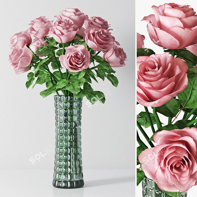 Elegant Vase with Roses 3D model image 6