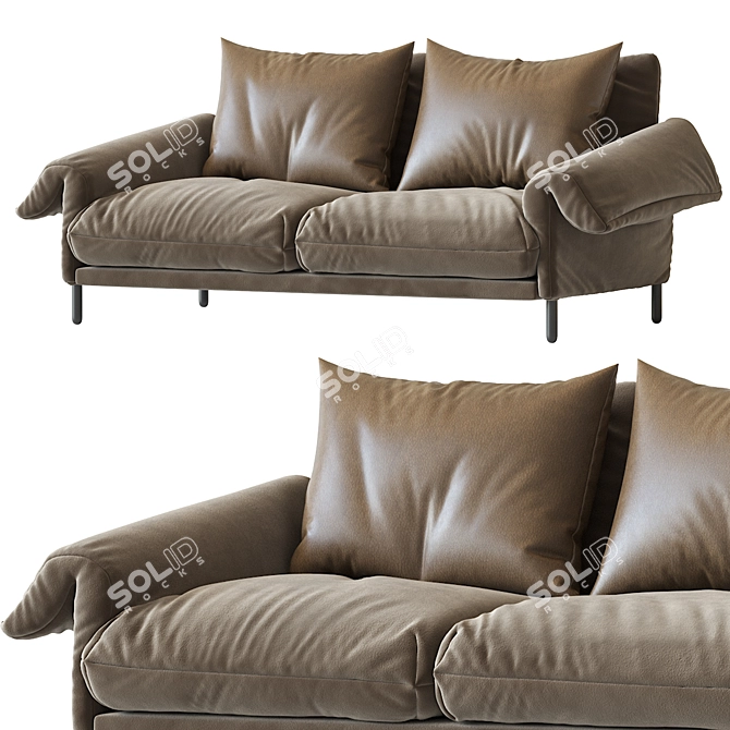 Alpino 2 Seater Sofa: Sleek Fabric Design 3D model image 2