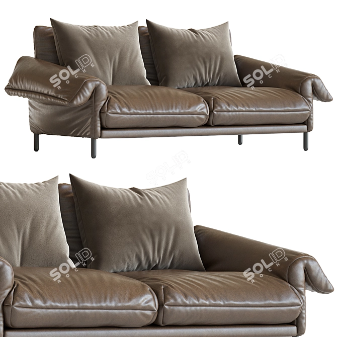 Alpino 2 Seater Sofa: Sleek Fabric Design 3D model image 3
