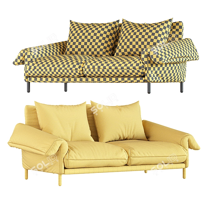 Alpino 2 Seater Sofa: Sleek Fabric Design 3D model image 5