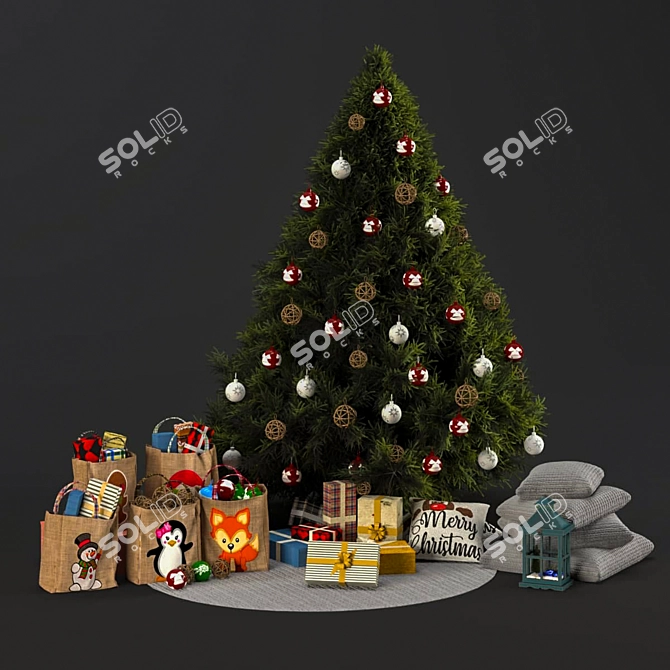 Festive Holiday Ornament Set 3D model image 1
