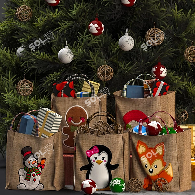 Festive Holiday Ornament Set 3D model image 2