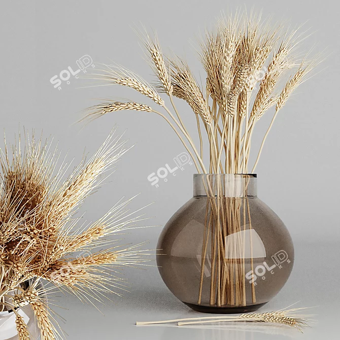 Elegance in a Vase: Wheat Bouquets 3D model image 1